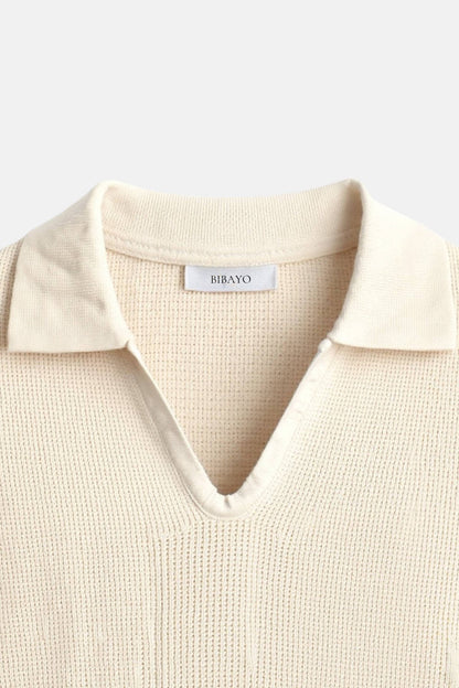 Old Money Casual Kurzarm Strick Hochstretch Polo T-Shirt