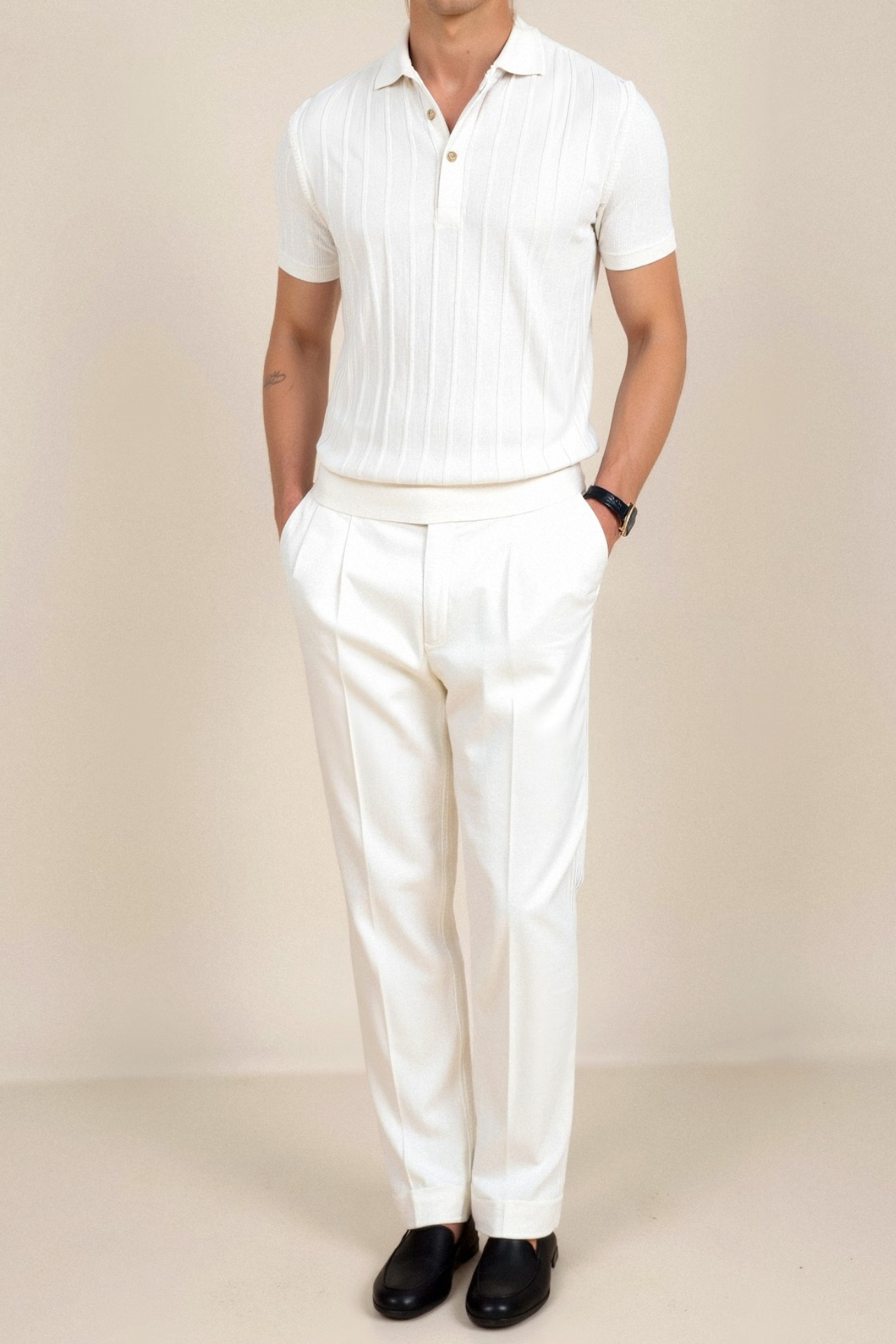 Old Money Vertikal Gestreiftes Schickes Button-Up Polo T-Shirt