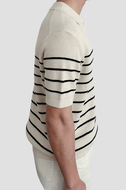 Old Money Casual Kurzarm Strick Hochstretch Polo T-Shirt